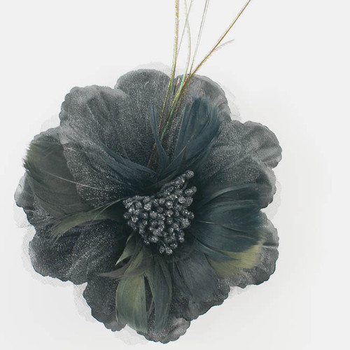 Feather flower brooch