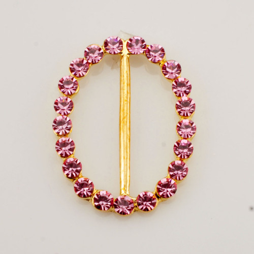 Oval Pink Crystal Rhinestone Buckle
