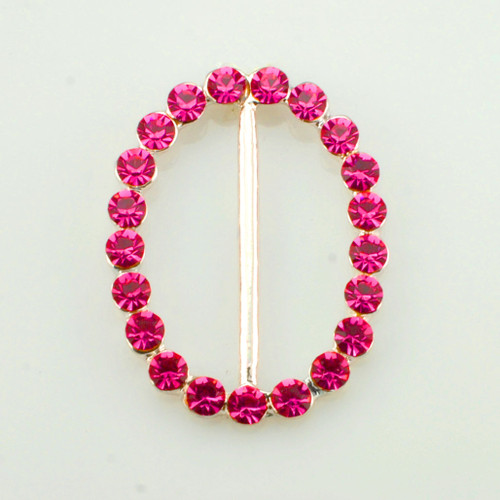 Oval Fuchsia Crystal Rhinestone Buckle