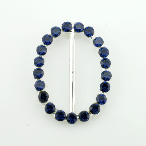 Oval Deep Blue Crystal Rhinestone Buckle