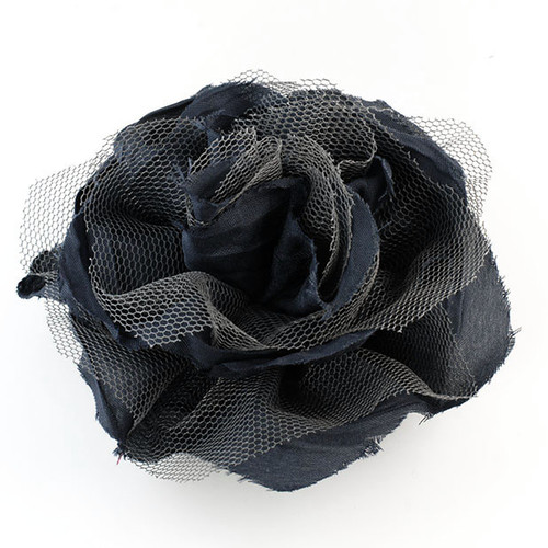 FR117201-Grey Fabric Flower Pin