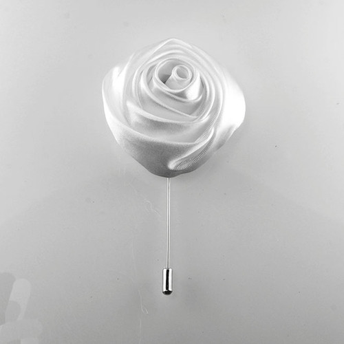 MP4005-White Rosette Lapel Pin