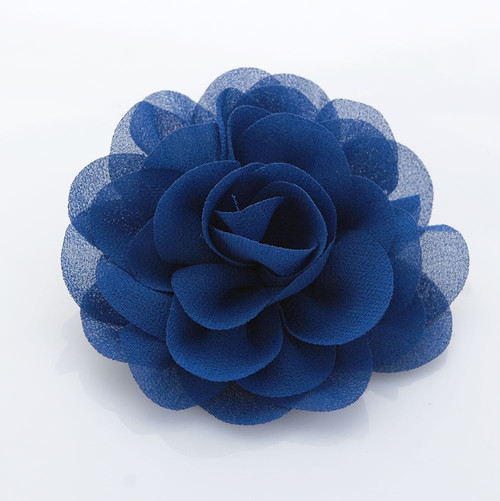 Navy Blue Chiffon Flwer pin