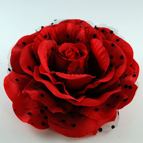 FR102642-Polka Dot Rose Flower Pin
