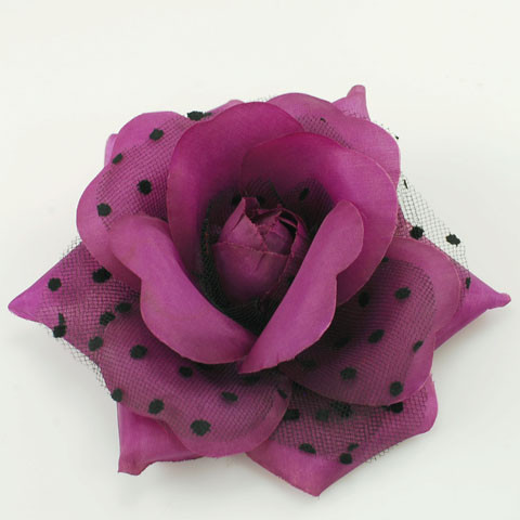 FR106201-Purple Polka Dot Rose Flower Pin