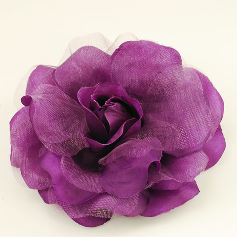 FR106505-Purple Organza Flower Pin