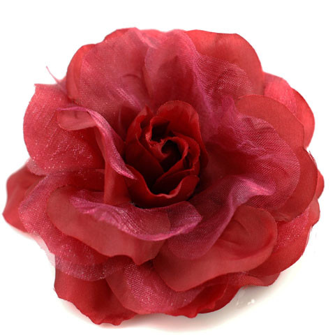 FR106510-Burgundy Organza Flower Pin