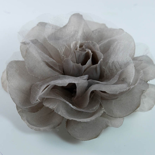 FR106503-Grey Organza Flower Pin