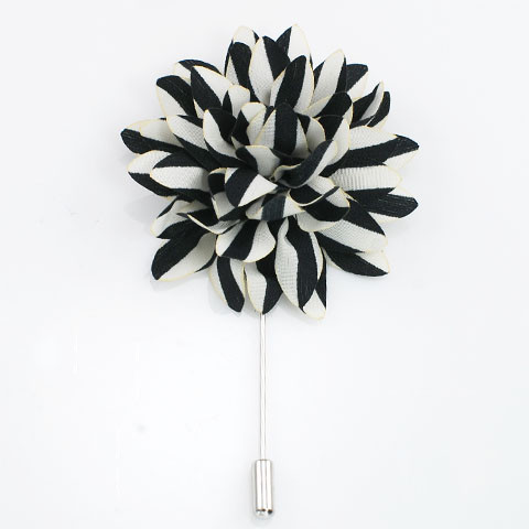 MP5401-Black White Striped Lapel Pin