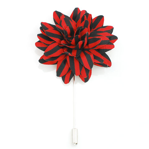 MP5404-Black Red Stripes Lapel Pin