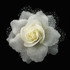 FR107301-fabric flower with white polka dotted tulle