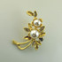 Gold Pearl Flower Brooch-BH9373