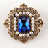 Antique Brooch in Royal Blue with Beads