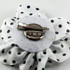 FR117114 Black Polka Dot on White Fabric Flower (4-1/4 inches)