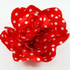 FR117111 White Polka Dot on Red Fabric Flower (4-1/4 inches)