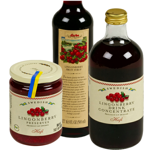 Lingonberry Variety Bundle: preserve, syrup, drink concentrate