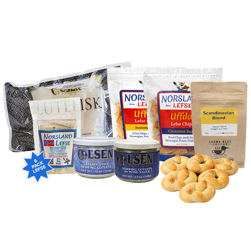 Complete Scandinavian Table Gift Box | Lefse, Lutefisk, Herring