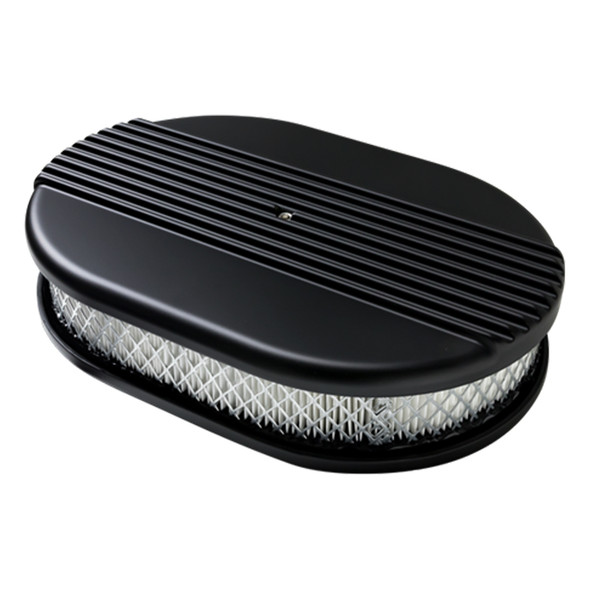 BILLET SPECIALTIES Air Cleaner Small Oval Ribbed Black