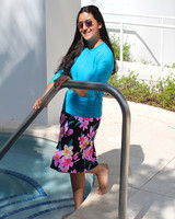 style 2637 swim top-rash guard in solid teal