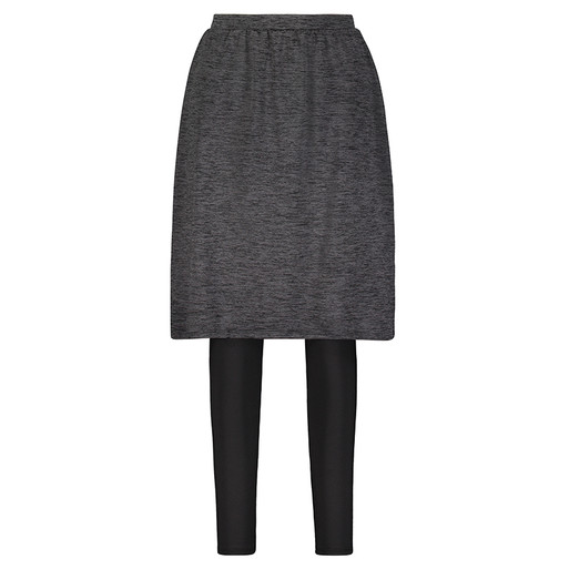 skirted leggings in dark heather grey with black leggings