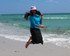 Jumping in air with zippered skirted capri style 2636 and style 2637 zippered swim top 