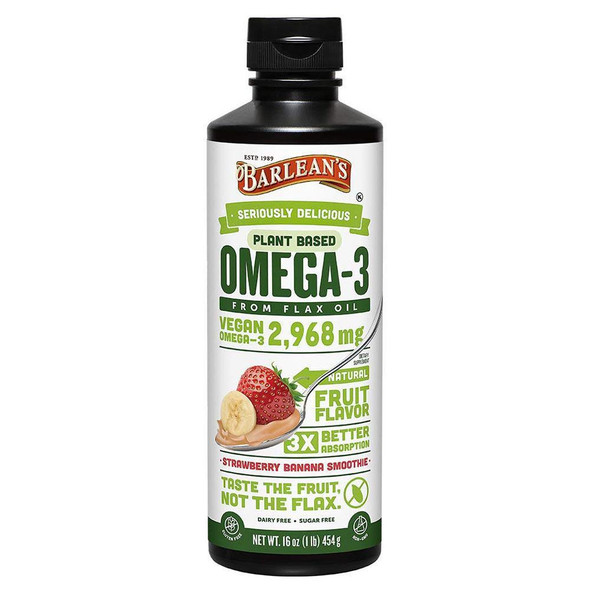  Barlean's Omega Swirl Flax Oil Strawberry Banana 16 Ounces 