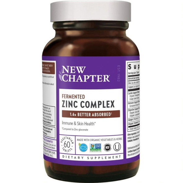  New Chapter Fermented Zinc Food Complex 60 Tablets 