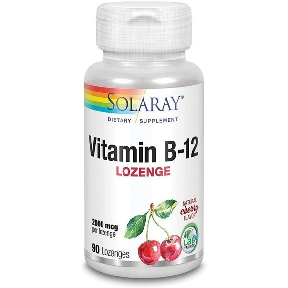  Solaray Vitamin B-12 Cherry 2000mcg 90 Lozenges 