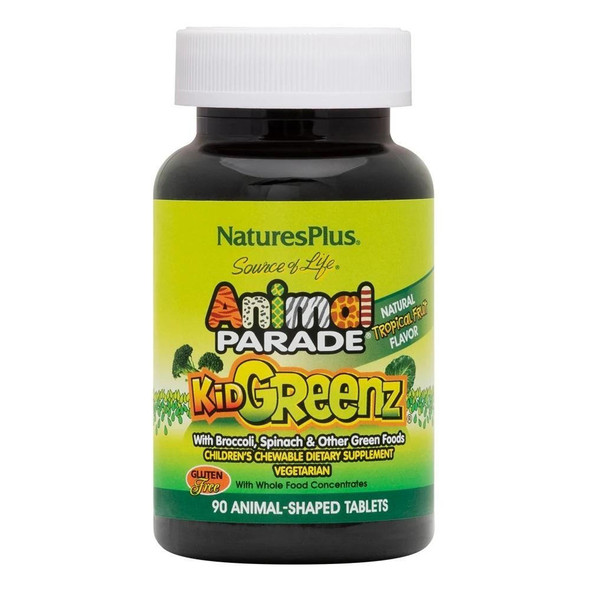  Nature's Plus Animal Parade Kid Greenz Tropical Fruit 90 Tablets 