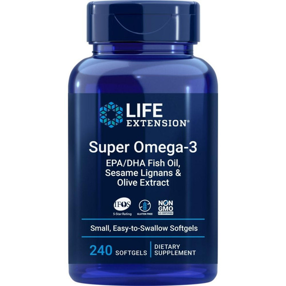  Life Extension Super Omega-3 EPH/DHA w/ Sesame Lignans & Olive Extract 240 Softgels 