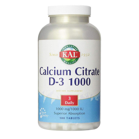 Kal Calcium Citrate D-3 1000 180 Tablets 