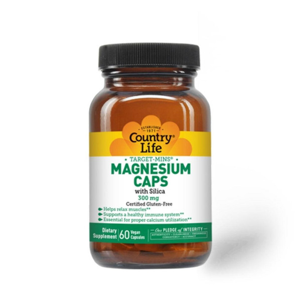  Country Life Magnesium Caps w Silica 300mg 60VC 