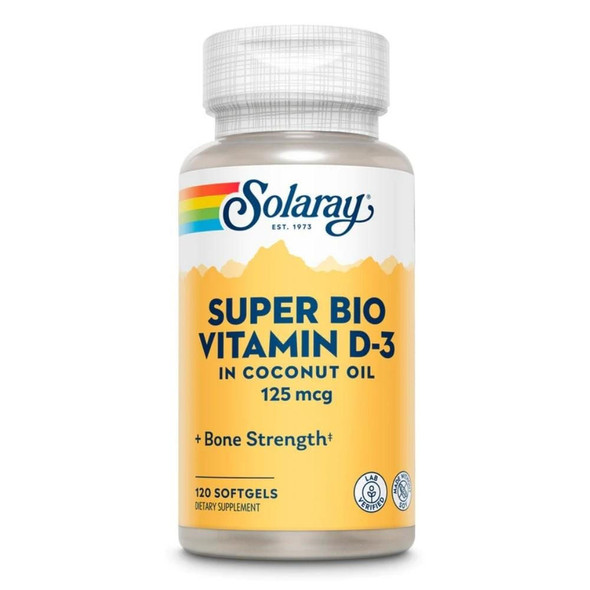  Solaray Super Bio Vitamin D3 5,000IU In Coconut Oil 120 Softgels 