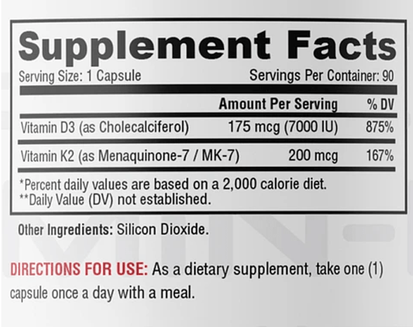  Metabolic Nutrition Vitamin D3 + K2 90 Capsules 