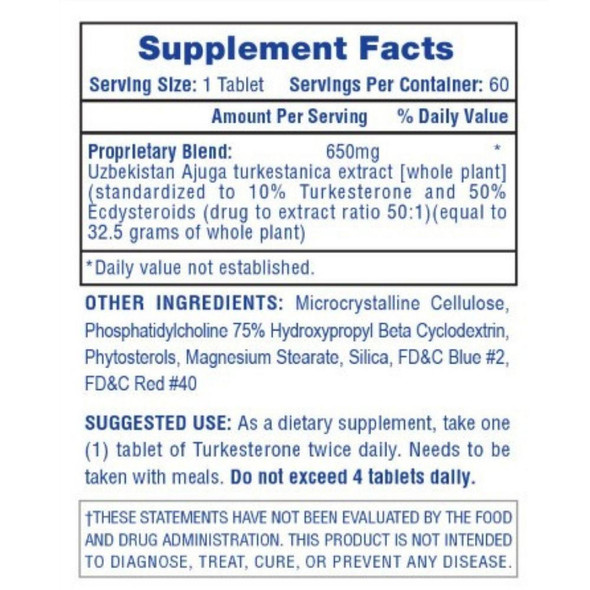  Hi-Tech Pharmaceuticals Turkesterone 650 60 Tablets 