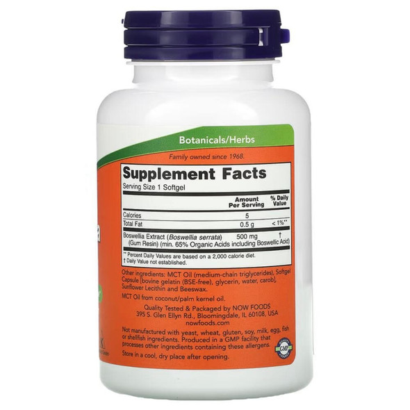  Now Foods Boswellia Extract 500mg 90 Soft Gels 