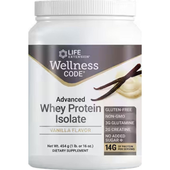  Life Extension Wellness Code Adv Whey Protein Vanilla 1lb 