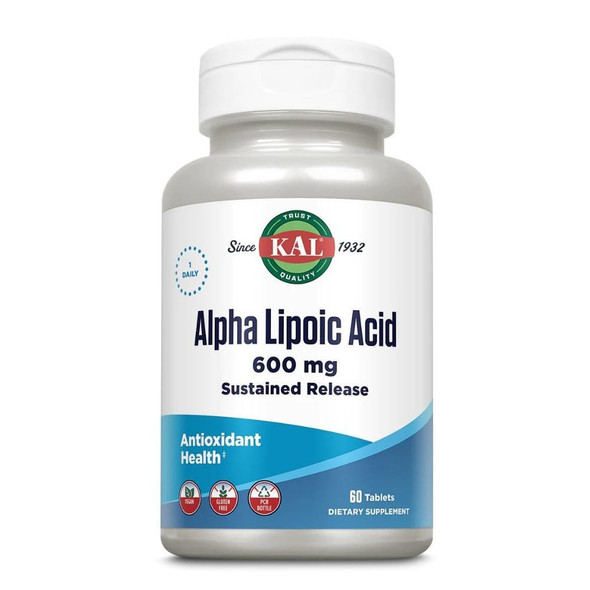 Kal KAL Alpha Lipoic Acid Sustained Release 600mg 60 Tablets 