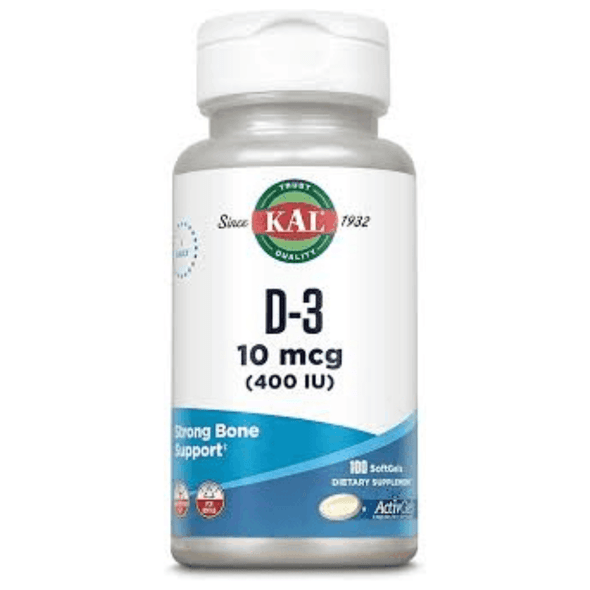 CLEARANCE: KAL Vitamin D3 10mcg 100 softgels EXP 01/2026 