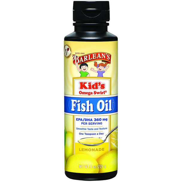  Barlean's Kid's Omega Swirl Fish Oil Lemonade 8 Fluid Ounces 