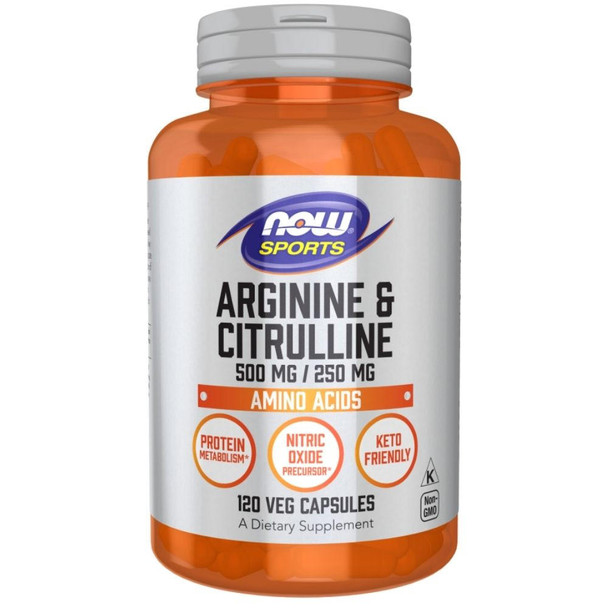  Now Foods Arginine & Citrulline 500mg / 250mg 120 Veg Capsules 
