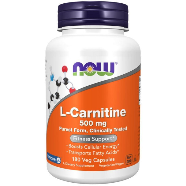  Now Foods L-Carnitine 500mg 180 Veg Capsules 