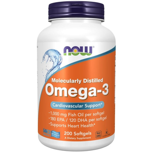  Now Foods Omega-3 1000mg 200 Softgels 