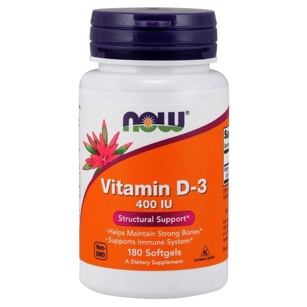  Now Foods Vitamin D-3 400IU 180 Softgels 