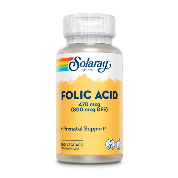  Solaray Folic Acid 470mcg 800mcg DFE 100 VegCaps 