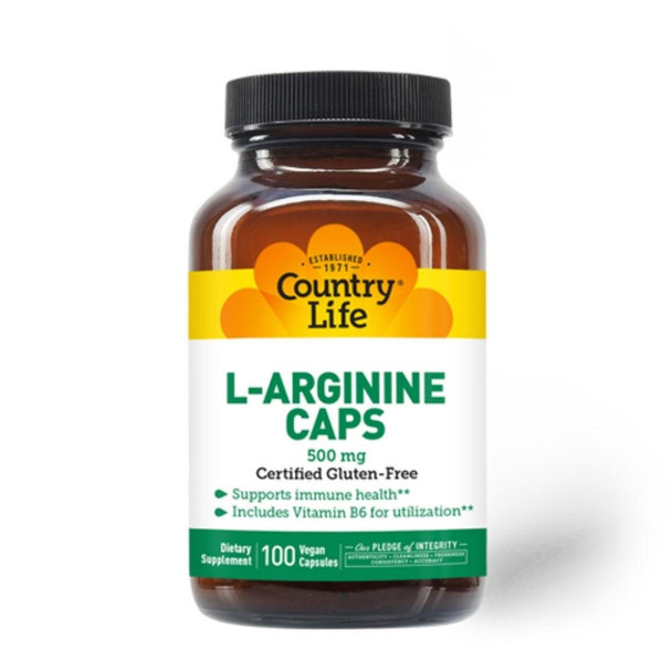  Country Life L-Arginine 500mg With B6 100 Capsules 