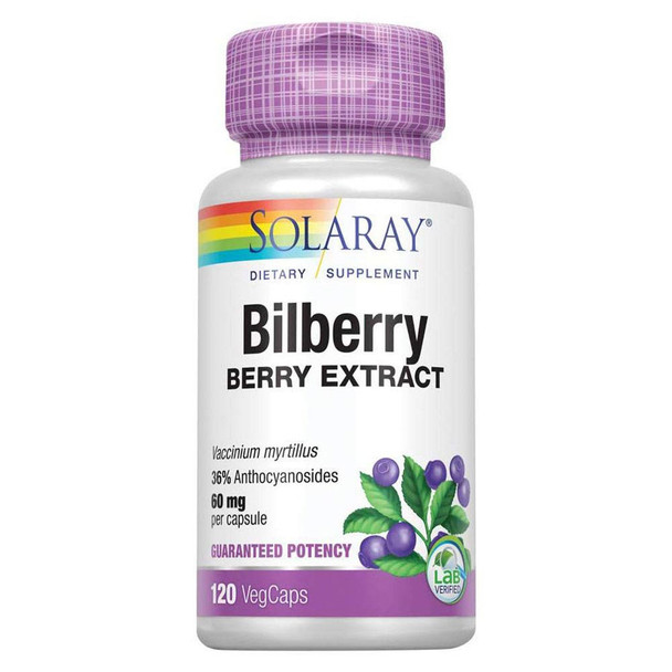  Solaray Bilberry Berry Extract 60MG 120 Caps 