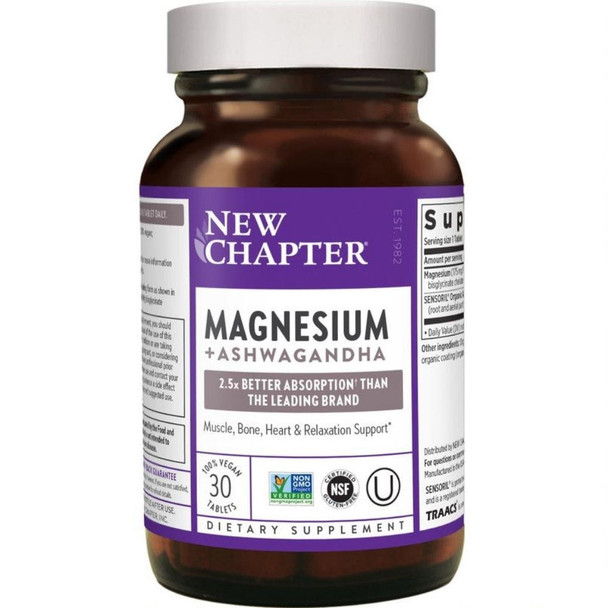  New Chapter Magnesium + Ashwagandha 30 Tablets 