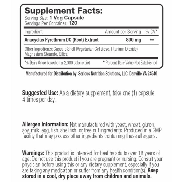  Serious Nutrition Solutions Anacyclus XT w/ Anacyclus Pyrethrum 120 Caps 