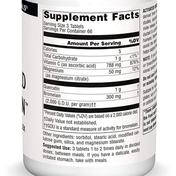  Source Naturals Activated Quercetin 200 Tablets 